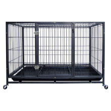 Square Steel Tube Folding Dog Cage With Wheels